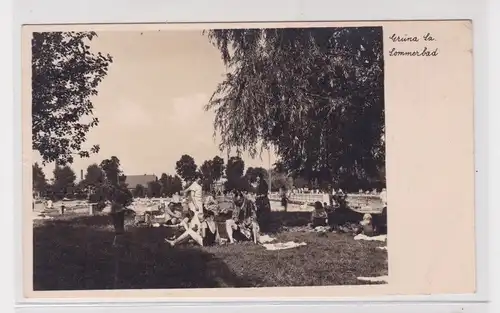 906104 Feldpost AK Grüna i. Sachsen - Sommerbad Spielwiese 1941