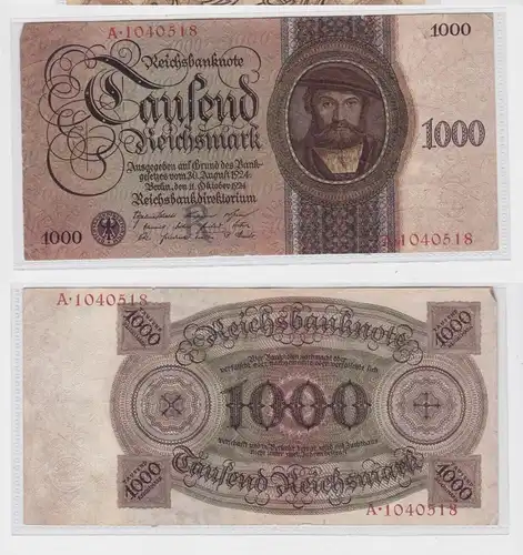 1000 Reichsmark Reichsbanknote 11.10.1924 Nr. A 1405272 Rosenberg 172a (147644)