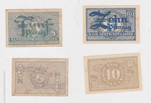 5 & 10 Pfennig Banknote Bank Deutscher Länder Rosenberg Nr. 250b & 251b (156114)