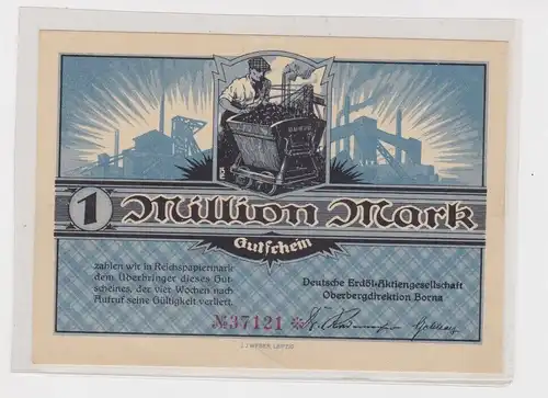 1 Million Mark Banknote Braunkohlenwerke Borna um 1923 (155278)