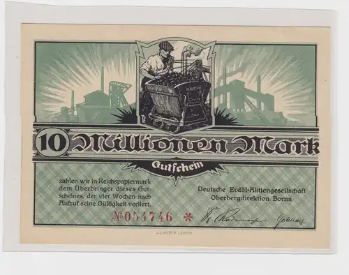 10 Millionen Mark Banknote Braunkohlenwerke Borna um 1923 (144697)