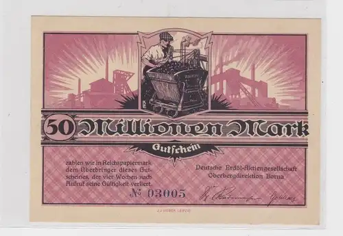 50 Millionen Mark Banknote Braunkohlenwerke Borna um 1923 (157431)