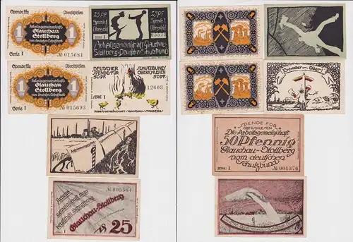 6 Banknoten Notgeld Glauchau-Stollberg Spende für Oberschlesien (147636)