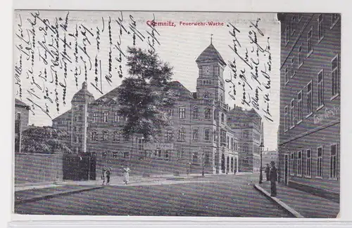 904454 Ak Chemnitz - Blick zur Feuerwehr-Wache 1911