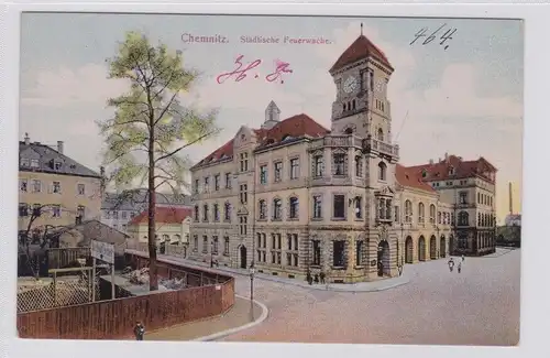 904455 Ak Chemnitz - Partie an der städtischen Feuerwache um 1910