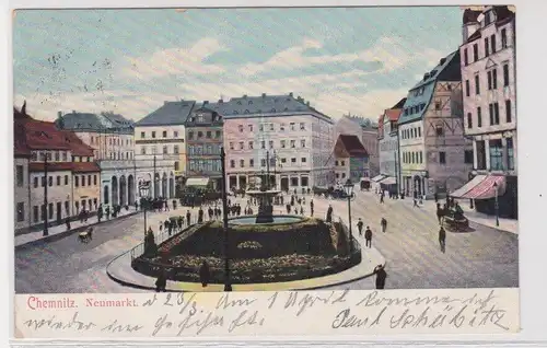 904457 Ak Chemnitz - Partie am Neumarkt mit Brunnen 1900