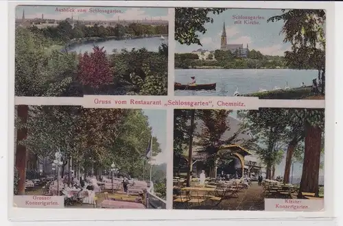 904334 Mehrbild Ak Gruss vom Restaurant "Schlossgarten" Chemnitz um 1920