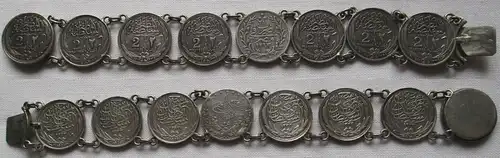 hübsches Armband mit 8 Silber Münzen je 2 Piaster Ägypten 1917 (138064)