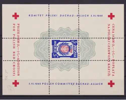 POLEN POLSKA Block 1945 Sonderblatt Rotes Kreuz Dachau-Allach (152169)