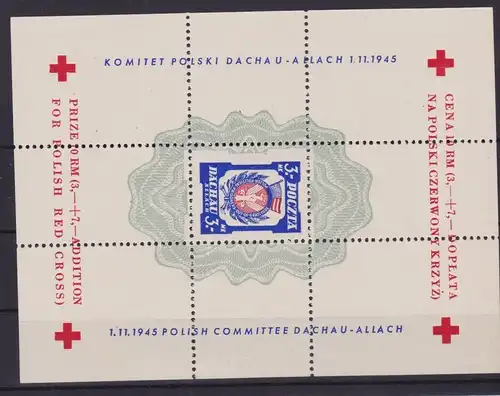 POLEN POLSKA Block 1945 Sonderblatt Rotes Kreuz Dachau-Allach (151314)