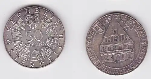 50 Schilling Silber Münze Österreich 1973 500 Jahre Bummerlhaus in Steyr(142488)