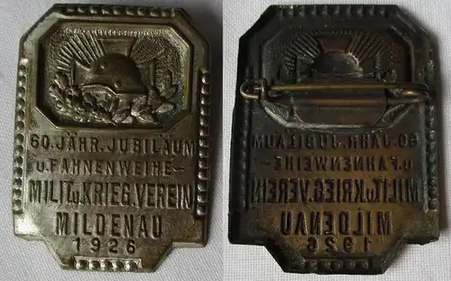 Abzeichen Jubiläum u. Fahnenweihe Militär-& Krieger Verein Mildenau 1926 /162317
