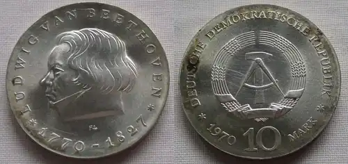 DDR Gedenk Silber Münze 10 Mark Ludwig van Beethoven 1970 Stempelglanz (138147)