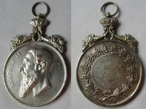 Belgien Medaille Leopold II Veesijndicaat Oudenburg Zandvoorde 1907 1.P (115574)