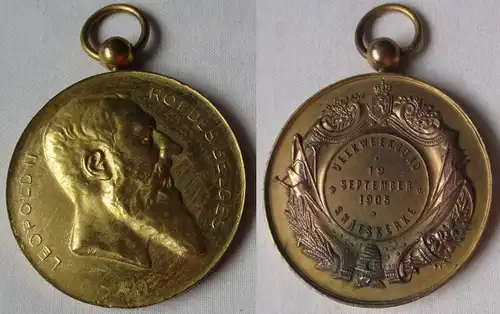 Belgien Medaille Leopold II Veekweekbond Snaeskerke 19.09.1905 (115682)