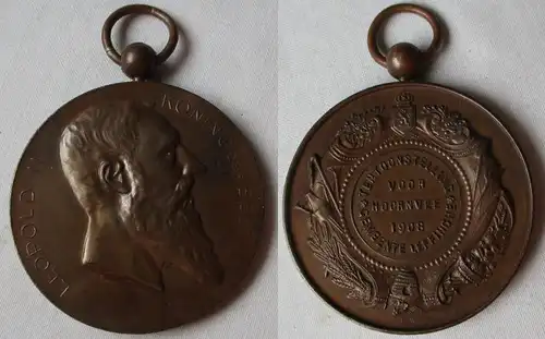 Belgien Medaille Leopold II Cremende Leffinghe Tentoonstelling 1908 (119305)