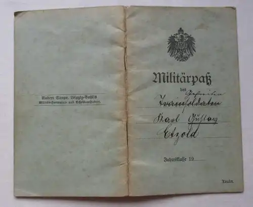 Militärpaß Kgl. Sächs. 2. Train-Ersatz-Abteilung Nr. 19 Leipzig 1914 (135155)