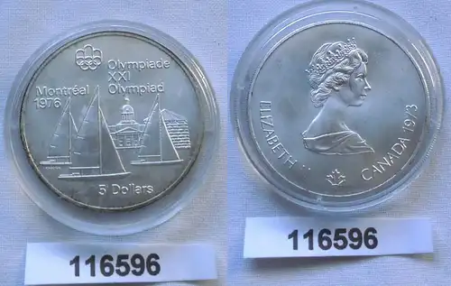 5 Dollar Silber Münze Canada Kanada Olympiade Montreal Segelboote 1973 (116596)