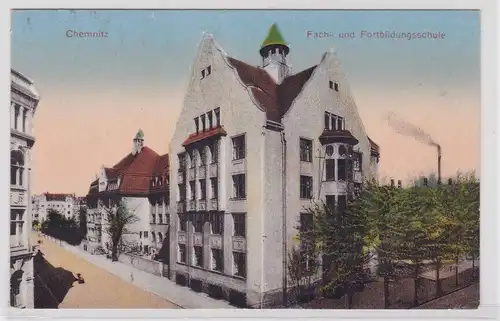 904948 Feldpost AK Chemnitz - Fach- und Fortbildungssschule, Straßenansicht 1942