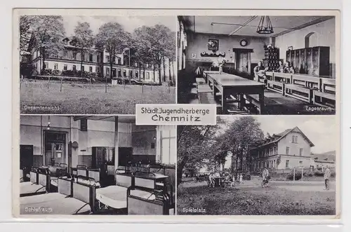 904826 AK Chemnitz - städtische Jugendherberge, Schlafraum, Spielplatz