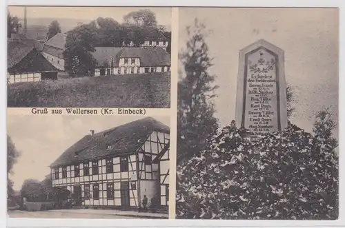 902962 Mehrbild Ak Gruß aus Wellersen (Kr.Einbeck) Gasthof, Kriegerdenkmal 1918