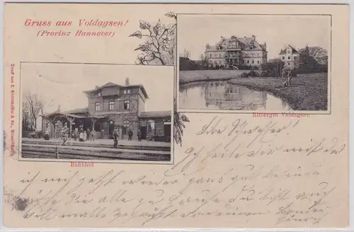903038 Mehrbild Ak Gruß aus Voldagsen (Provinz Hannover) Bahnhof, Rittergut 1900