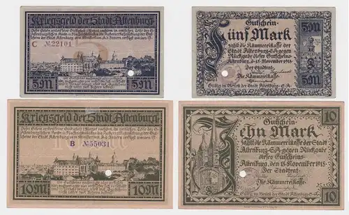 5 & 10 Mark Banknoten Notgeld Stadt Altenburg 1918 (155305)