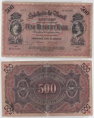 500 Mark Banknote sächsische Bank zu Dresden 15.Juni 1890 (153099)