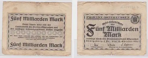 5 Milliarden Mark Banknote Provinz Ostpreußen Königsberg 15.10.1923 (152522)