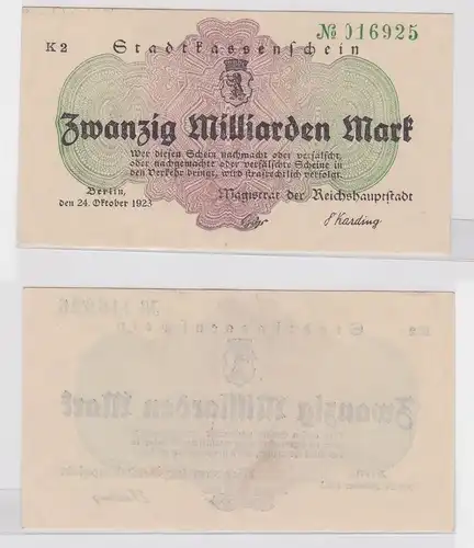 20 Milliarden Mark Banknote Notgeld Stadtkassenschein Berlin 24.10.1923 (153575)