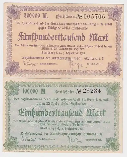 2 Banknoten Inflation Amtshauptmannschaft Stollberg i.E. 1923 (150427)