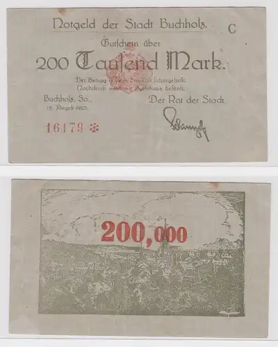 200000 Mark Banknote Inflation Stadt Buchholz 15.08.1923 (158599)