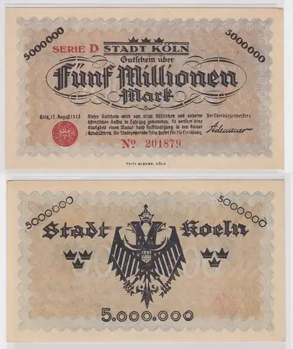 5 Mio Mark Banknote Inflation Notgeld Stadt Köln 15. August 1923 (150200)