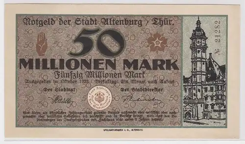 Banknote 50 Millionen Mark Notgeld Stadt Altenburg Oktober 1923 (157252)