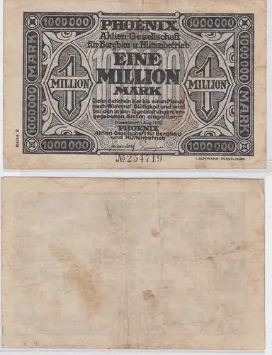 1 Million Mark Banknote Düsseldorf Phoenix AG für Bergbau 1.8.1923 (155578)
