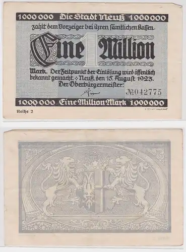 1 Million Mark Banknote Stadt Neuß 15.08.1923 (159936)