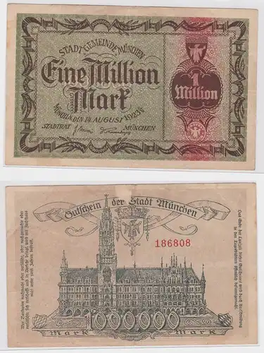 1 Millionen Mark Banknote Stadtgemeinde München 14.08.1923 (152140)