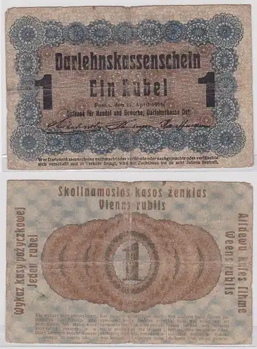 1 Rubel Banknote Darlehnskasse Ost Sitz in Posen 17.4.1916 (155816)