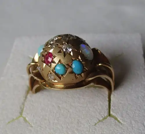 hochwertiger 585er 14K Gold Damen Ring Sternenhimmel Handarbeit Diamant (156862)