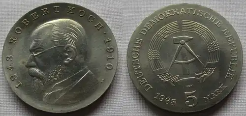 DDR Gedenk Münze 5 Mark Robert Koch 1968 Stempelglanz (131848)