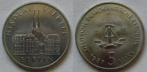 DDR Gedenk Münze 5 Mark Berlin Nikolai Viertel 1987 (162230)