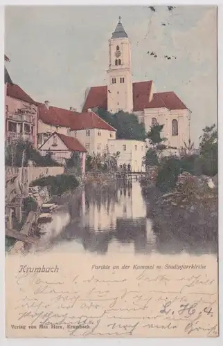 43444 AK Krumbach - Parthie an der Kammel mit Stadtpfarrkirche