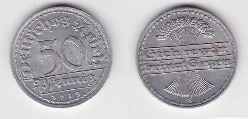 50 Pfennig Aluminium Münze Deutsches Reich 1919 E Jäger 301 (155652)