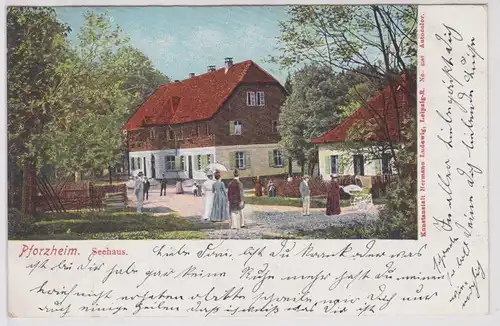 16195 Ak Gruss aus Pforzheim - Partie am Seehaus 1905