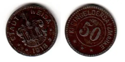 50 Pfennig Eisen Notmünze Stadt Weida 1918 (112035)