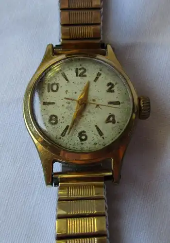 vergoldete Slava Damen Armbanduhr mit Handaufzug (123993)