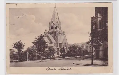 904913 Ak Chemnitz - Partie an der Lutherkirche 1919