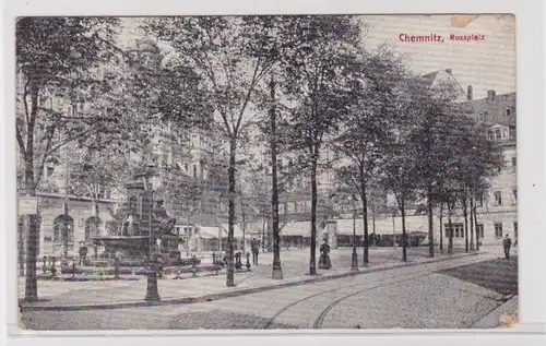 904526 Ak Chemnitz - Partie am Rossplatz mit Brunnen 1914