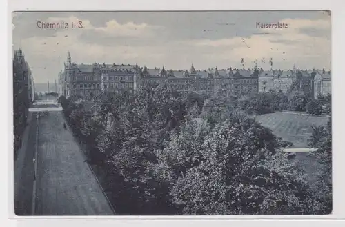 905857 Ak Chemnitz -  Kaiserplatz, Totalansicht mit Parkpartie 1910