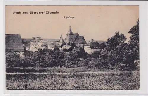 904918 Ak Gruss aus Ebersdorf-Chemnitz - Panoramaansicht mit Stiftskirche 1929